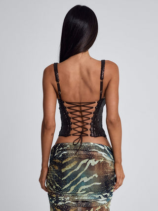 ROEI CORSET TOP DARK BROWN Corset 