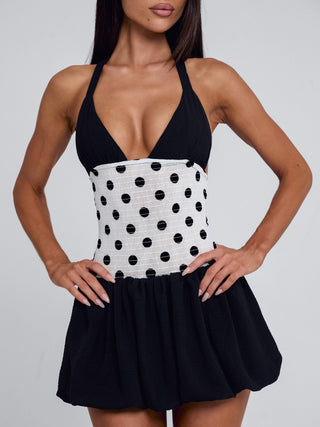 ROSLEIGH MINI DRESS BLACK AND WHITE Mini Dress 