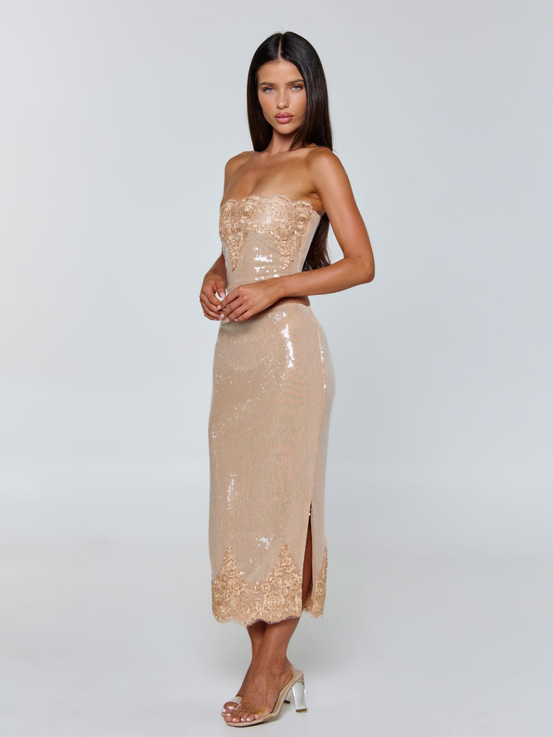SAELA MIDI SKIRT BEIGE Midi Skirt 