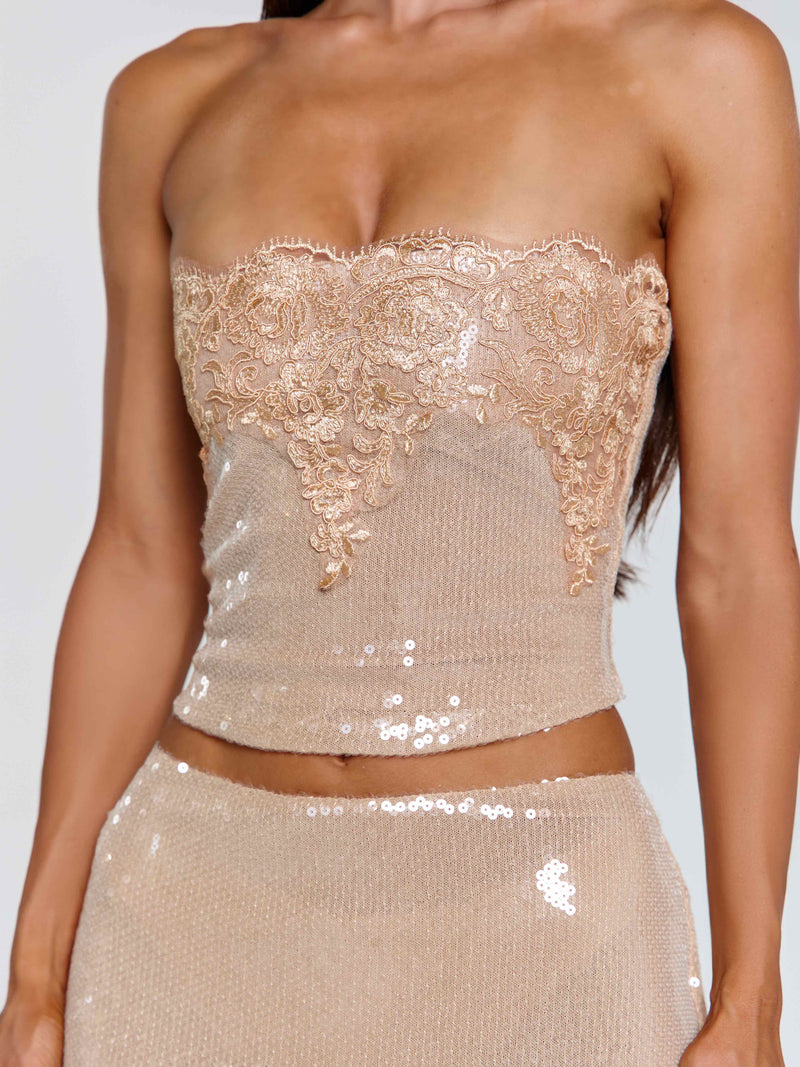 SAELA TOP BEIGE Crop Top 