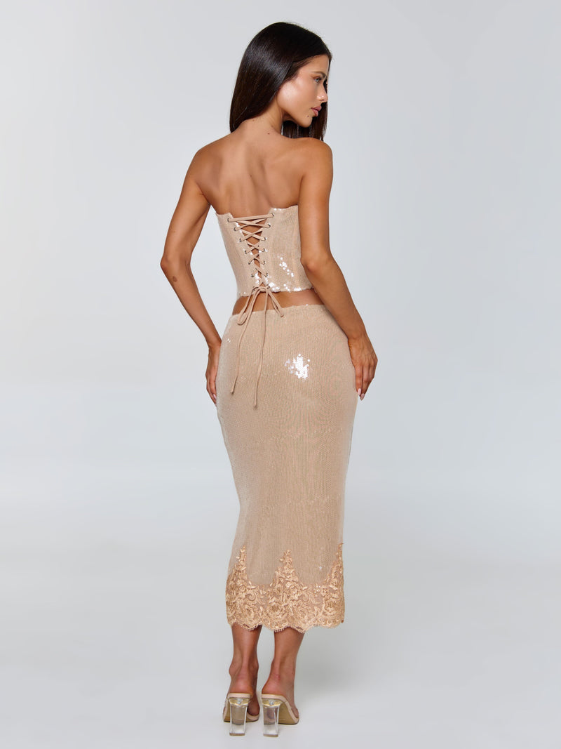 SAELA MIDI SKIRT BEIGE Midi Skirt 