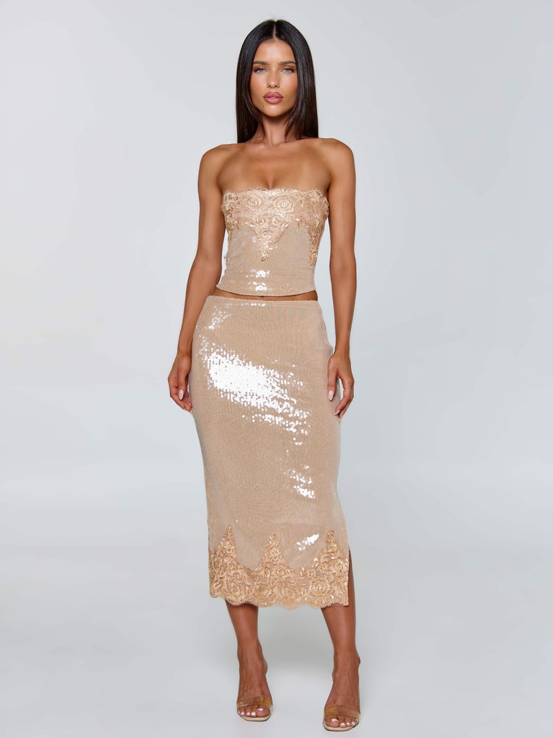 SAELA MIDI SKIRT BEIGE Midi Skirt 