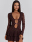 SANTANA LONG SLEEVE MINI DRESS CHOCOLATE Mini Dress 
