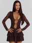 SANTANA LONG SLEEVE MINI DRESS CHOCOLATE Mini Dress 