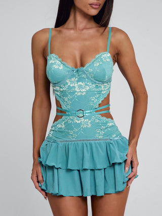 SANTANA MINI DRESS TEAL Mini Dress 