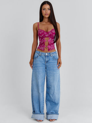 SANTANA TOP BURGUNDY Crop Top 