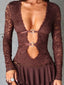 SANTANA LONG SLEEVE MINI DRESS CHOCOLATE Mini Dress 