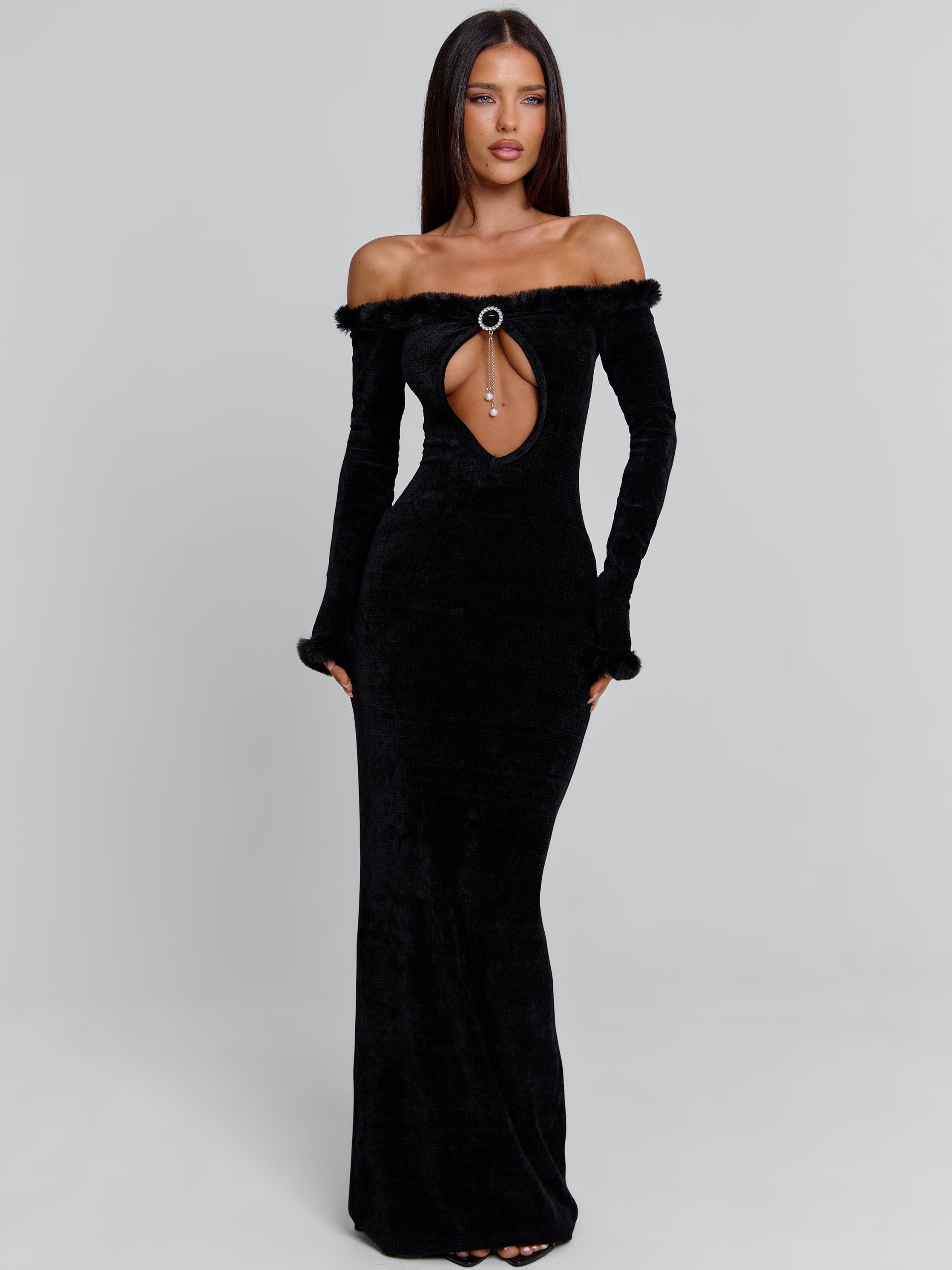fitted lace wedding dress Senrah Maxi Dress Black