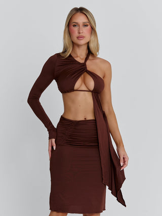 Women's Brown Serna Midi Dress Chocolate in Size XXS by Outcast Women's Brown Serna Midi Dress Chocolate in Size XXS by Outcast