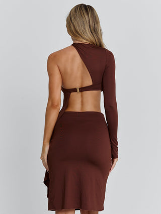 Women's Brown Serna Midi Dress Chocolate in Size XXS by Outcast Women's Brown Serna Midi Dress Chocolate in Size XXS by Outcast