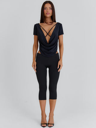 SUMMA LONGLINE TOP BLACK Crop Top 