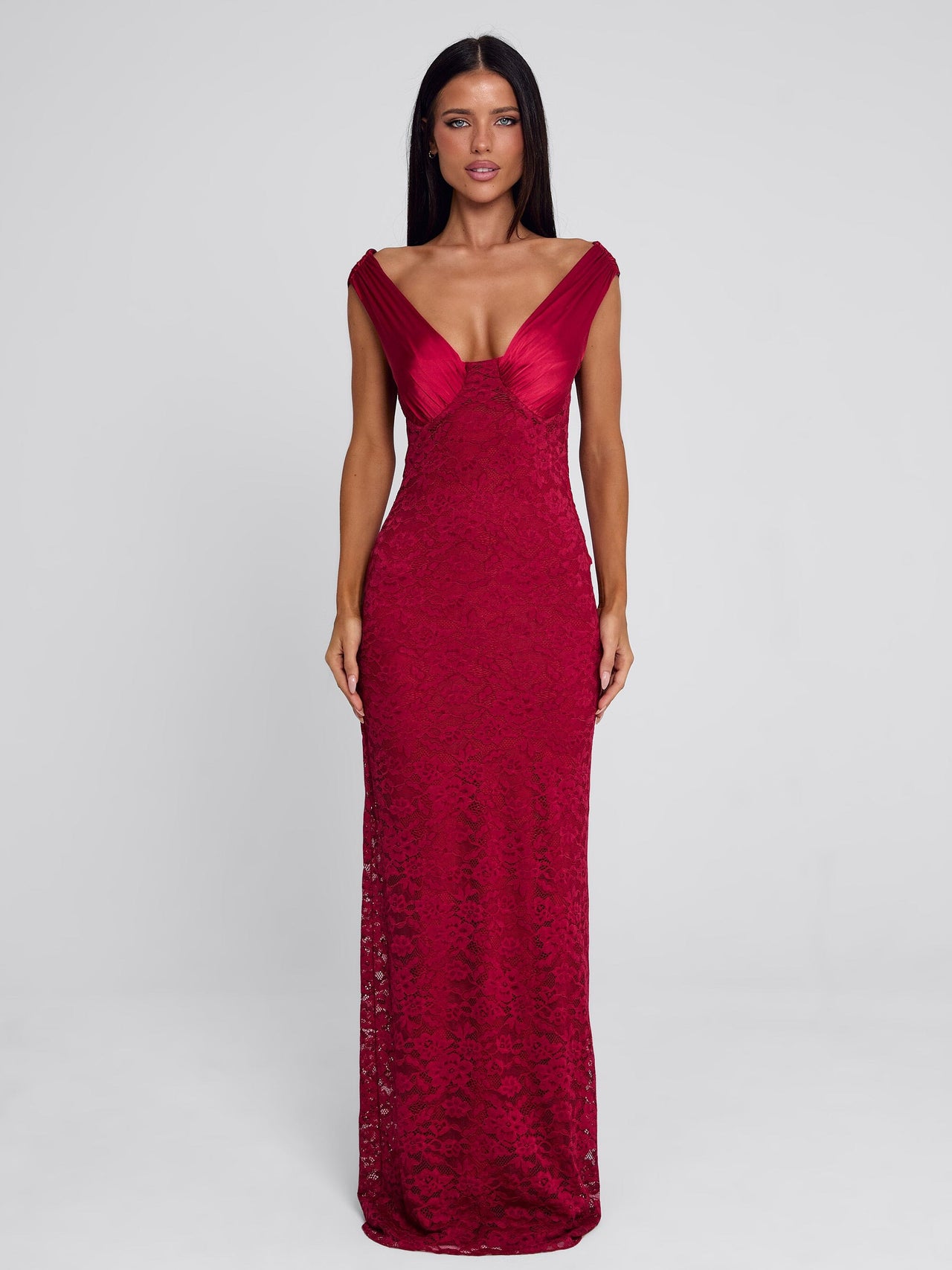 maxi red lace dress Vestido Maxi de Encaje Elegant - Rojo