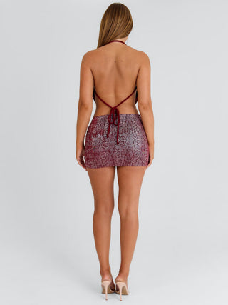 TAMANNA MINI DRESS DEEP RED Mini Dress 