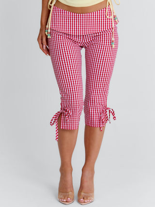 LENNIX CAPRI PANT RED GINGHAM Pants 