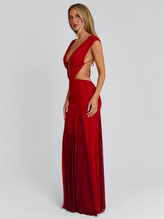 open back red dress Women's Thessa Maxi Dress Red in Size Large by Outcast