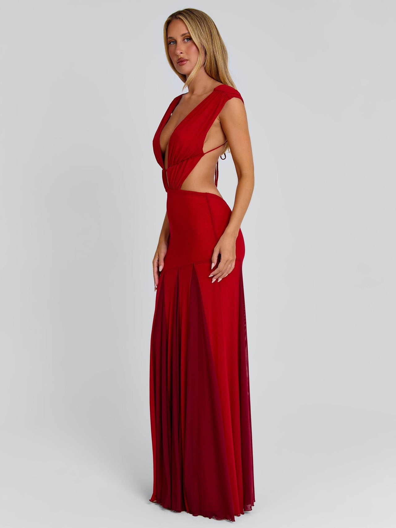 strapless open back dress Thessa Maxi Dress Red