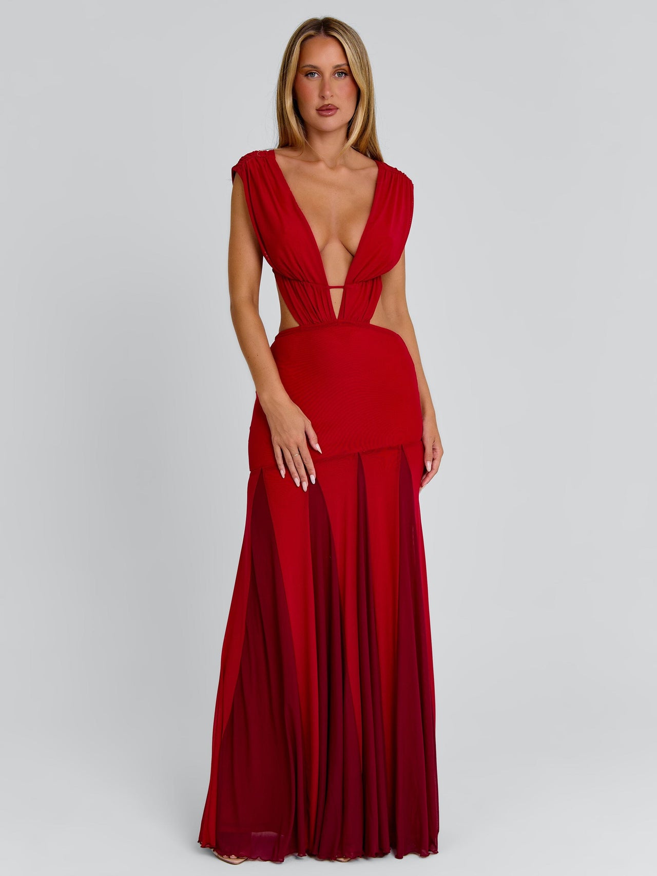 red maxi dress amazon Red Chiffon Maxi Dress: Flowy Long Sleeve Evening Gown