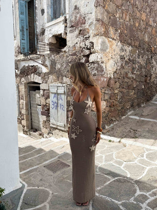 UMBRA MAXI DRESS TAN & WHITE Maxi Dress 