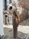 UMBRA MAXI DRESS TAN & WHITE Maxi Dress 