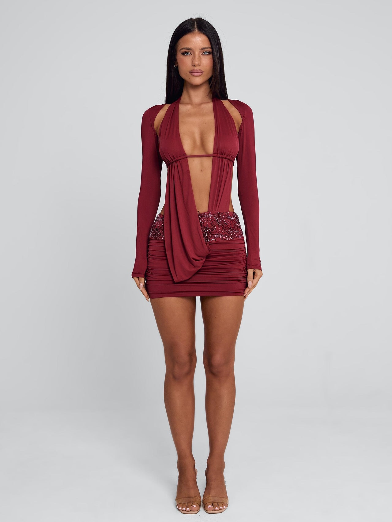 Venari Mini Dress Burgundy | Outcast US Outcast USA Venari Mini Dress Burgundy | Outcast US Outcast USA