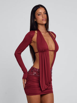 VENARI MINI DRESS BURGUNDY Mini Dress 