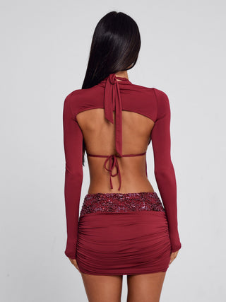 Venari Mini Dress Burgundy | Outcast US Outcast USA Venari Mini Dress Burgundy | Outcast US Outcast USA