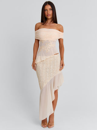 VICTOREA MIDI SKIRT CREAM Midi Skirt 