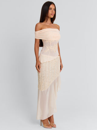 VICTOREA MIDI SKIRT CREAM Midi Skirt 