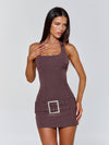 VIVIENNE MINI DRESS BROWN PINSTRIPE Mini Dress 