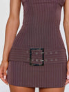 VIVIENNE MINI DRESS BROWN PINSTRIPE Mini Dress 