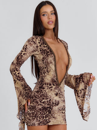 YESINA MINI DRESS BROWN Mini Dress 