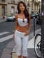 YULE CROP TOP WHITE POLKADOT Crop Top 