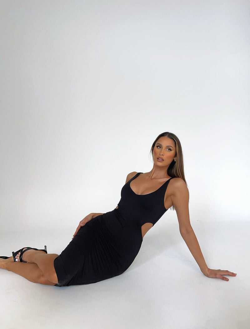 POPPY MIDI DRESS BLACK - OUTCAST EXCLUSIVES Generation Outcast Clothing 