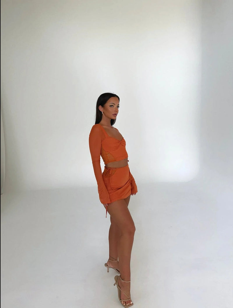 ROWAN MINI SKIRT ORANGE - OUTCAST EXCLUSIVES Mini Skirt Generation Outcast Clothing 